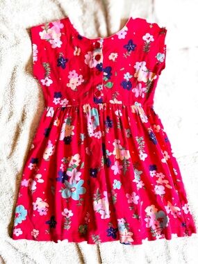 Hanna Andersson Red Floral Play Day 110 5 Skater Dress Cotton Sensitive Comfort